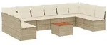 vidaXL 11-tlg. Garten-Sofagarnitur mit Kissen Beige Poly Rattan - Beige