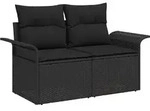 vidaXL Gartensofa-set mit Kissen 6 pcs Schwarz Poly Rattan - Schwarz