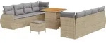 vidaXL Gartensofa-set mit Kissen mit Speicher 11 pcs Beige Poly-Rattan - Beige