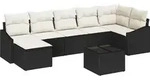 vidaXL Sofa Set mit Kissen 8 pcs Schwarz Poly Rattan - Schwarz