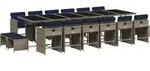 vidaXL 17-teiliges Garten-Ess-Set mit Kissen, grau, Polyrattan - Grau