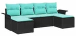 vidaXL Gartensofa-set mit Kissen 6 pcs Schwarz Poly-Rattan - Schwarz