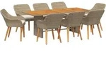 vidaXL Garten Essgruppe mit Kissen 9 pcs Beige Poly-Rattan - Beige