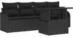 vidaXL Sofa Set mit Kissen 5 pcs Schwarz Poly-Rattan - Schwarz
