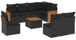 vidaXL 9-tlg. Garten-Sofagarnitur mit Kissen Schwarz Poly Rattan - Schwarz