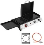 Royal Gourmet Tisch-Gasgrill 3 Brenner, 3 in 1 Tischgrill mit Grillen, Braten,