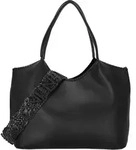 Schwarze Schultertasche f&uuml;r Damen mit abnehmbarem Gurt und F&auml;chern - Schwarz