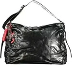 Stilvolle schwarze Damentasche mit wechselbarem Schultergurt und Details - Schwarz