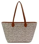 Elegante Beigefarbene Damen-Schultertasche mit Kontrastdetails & F&auml;chern -...