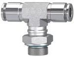 Riegler T-Steckverschraubung, drehbar, G 3/8 a., Schlauch-&Oslash; 10, ES 1.4404