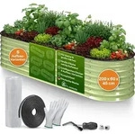 TTL GARDEN Hochbeet FUSION 200x60x45cm Salbei Gr&uuml;n &ndash; Metall 6-in-1 oval...