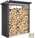 Outsunny Kaminholzregal Au&szlig;en Stahl 150 x 66,5 x 150 cm erh&ouml;htes Brennholzregal -
