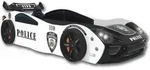 Autobett Kinderbett "Police" + Sportsitze 90x200 inkl. Lattenrost - Schwarz