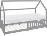 ML-Design Kinderbett 90x200 cm mit Matratze, Rausfallschutz, Dach und...