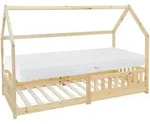 ML-Design Kinderbett 90x200 cm mit Matratze, Rausfallschutz, Dach und...