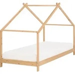 BELIANI Holzbett Hellbraun Kiefernholz Hausform mit Lattenrost 90 x 200 cm...