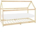 ML-Design Kinderbett 90x200 cm mit Matratze, Dach und Lattenrost, Natur,...