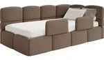Selsey Cloudy &ndash; Kinderbett 90x200, Rausfallschutz, Kopfteil rechts, Samt...