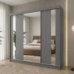 Beautysofa GAJA Kleiderschrank 240 cm mit Spiegel &ndash; Schwebet&uuml;renschrank 3-t&uuml;rig,