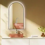 HOKO Badspiegel Bogen LED 60x100cm mit Metallrahmen, HOCH+QUER Montage, Arch
