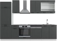 K&uuml;chenzeile Vicco Fame-Line Anthrazit Landhaus/Wei&szlig; 300 cm ohne Arbeitsplatte,
