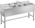 VEVOR Sp&uuml;lbecken mit 3 Becken & 2 Abtropffl&auml;chen & Spritzschutz, K&uuml;chensp&uuml;le