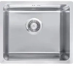 Stahlsp&uuml;lbecken, 1-Becken - stahl geb&uuml;rstet - 440 x 380 x 200mm - Silber