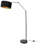 Verstellbare Schwarze Stehlampe mit Schwarzem Schirm und Goldener Innenseite...