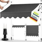 tillvex Balkonmarkise 300 cm Grau Gelenkarm Markise Klemmmarkise Sonnenmarkise...
