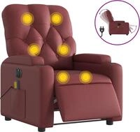 vidaXL Massagesessel Elektrisch Weinrot Kunstleder