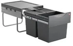 Hailo Abfallsammler 3641522 Raumspar-Tandem 2x 18 Liter dunkelgrau - Dunkelgrau