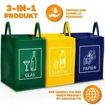 TRESKO 3er Set Recycling Deutsch M&uuml;ll Sortiertaschen M&uuml;lleimer M&uuml;lltrenner
