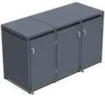 DEGAMO M&uuml;lltonnenbox 3er BONN mit Fu&szlig;pedal Tonnen 120 + 240Liter Stahl...