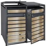 2er M&uuml;lltonnenverkleidung HWC-J81, M&uuml;lltonnenbox, erweiterbar, Metall 50kg,