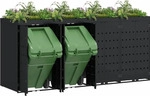 vidaXL Wagenm&uuml;llbeh&auml;lter f&uuml;r 4 Beh&auml;lter Schwarz 272 x 77,5 x 121,5 cm -...