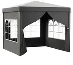Toboli Pavillon 3 x 3 m in Grau mit UV-Schutz 50+, Gartenpavillon mit abnehmbaren