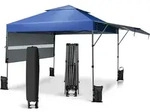 COSTWAY 3x3m Pop Up Pavillon mit zwei Markisen, Faltpavillon mit Rolltasche, 4