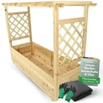 holz4home&reg; Pflanzkasten XL mit Dach aus Tannenholz inkl. Vlieseinlage I...