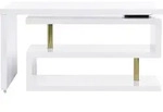 Klapptisch mit 360&deg; drehbarer Platte - MDF lackiert - Wei&szlig; und Gold -...