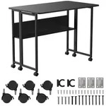 Maclean Klapptisch schwarz mobil Platte 100x58cm max. 50kg MC-126 B - Schwarz