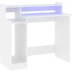 vidaXL Schreibtisch mit LEDs Wei&szlig; 97x45x90 cm Holzwerkstoff - Wei&szlig;