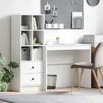vidaXL Schreibtisch mit Schubladen mit Regal mit Speicher 2 pcs Wei&szlig; - Wei&szlig;