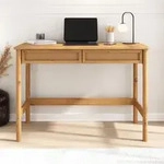 Schreibtisch RODRIGO 110cm breit, Eiche farben - B&uuml;rotisch aus Massivholz mit 2