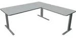 Schreibtisch Unic BxTxH 180x80x75cm Anbautisch 100x60cm lichtgrau - Silber