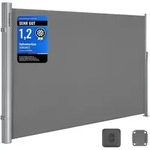 SONGMICS Alu Seitenmarkise 200 x 400 cm 280 g/m2 ausziehbar Sichtschutz,...