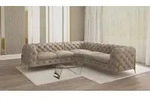 S-STYLE M&Ouml;BEL - Chesterfield Ecksofa Nova mit Goldene Metall F&uuml;&szlig;en aus Dunkle