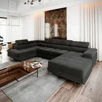 Masseno Ecksofa CASONE L-S mit Schlaffunktion U-Form, Sofa mit Bettkasten,