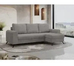 Ecksofa Wohnzimmer aus Cordstoff mit Schlaffunktion - HUGO-lin - Hellgrau - Hellgrau