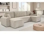 Ecksofa HEKTOR U-Form mit Schlaffunktion und Bettkasten, Couch in Hellbeige,...