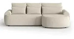 Ecksofa OLIVIO L-Form mit Schlaffunktion, Boucl&eacute; Beige, Ottomane rechts - Beige